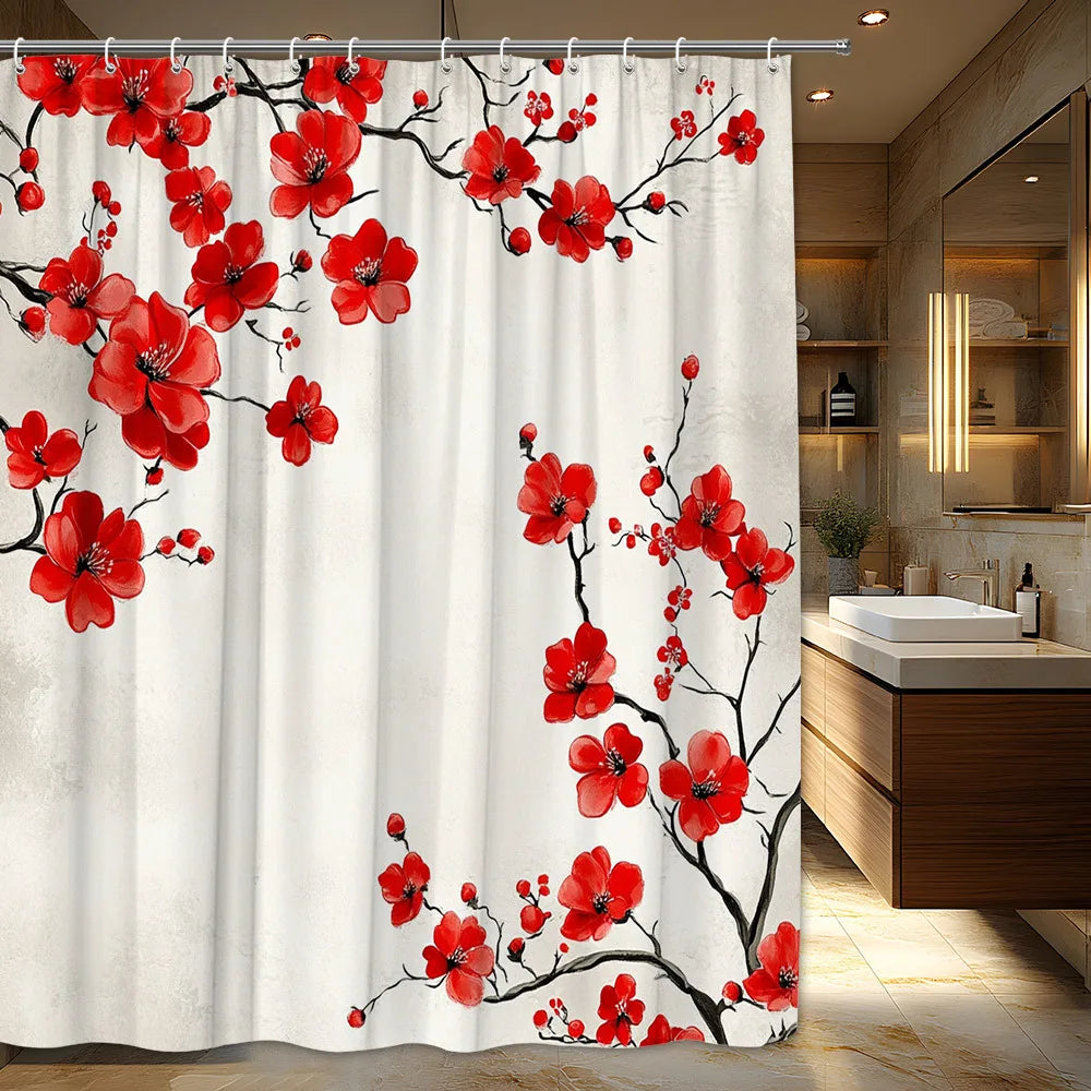 Rideau de douche fleuri