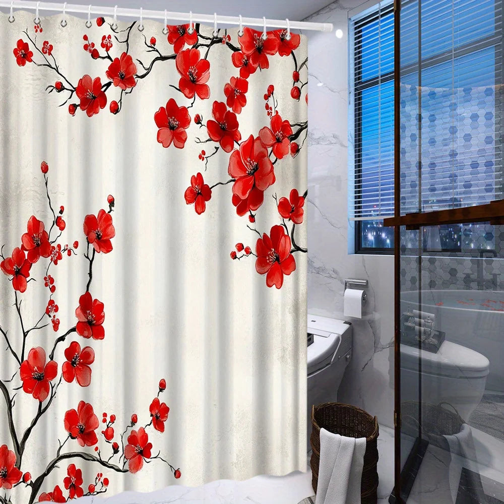 Rideau de douche fleuri
