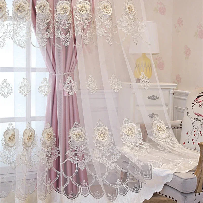 Rideaux double couche occultants en dentelle de velours

