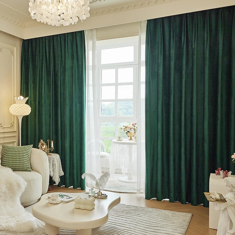 Rideaux en velours vert