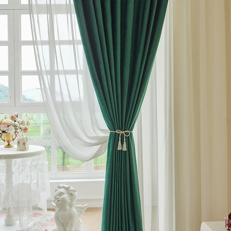 Rideaux en velours vert
