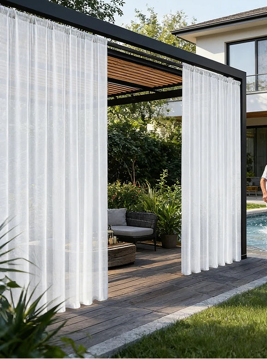 Rideau extérieur imperméable pour véranda, terrasse et pergola