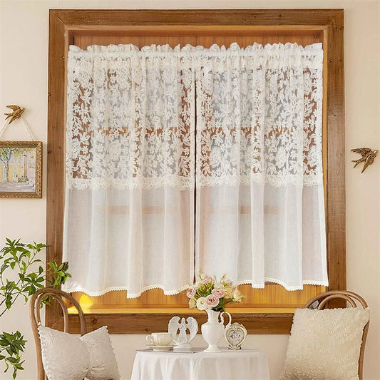 Rideau de cuisine  en dentelle à fleurs