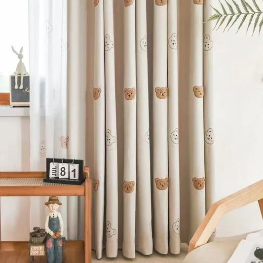 Rideaux occultants pour enfants brodés d'ours en peluche