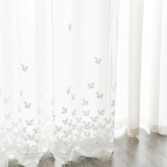Rideaux de chambre à coucher en tulle transparent brodé