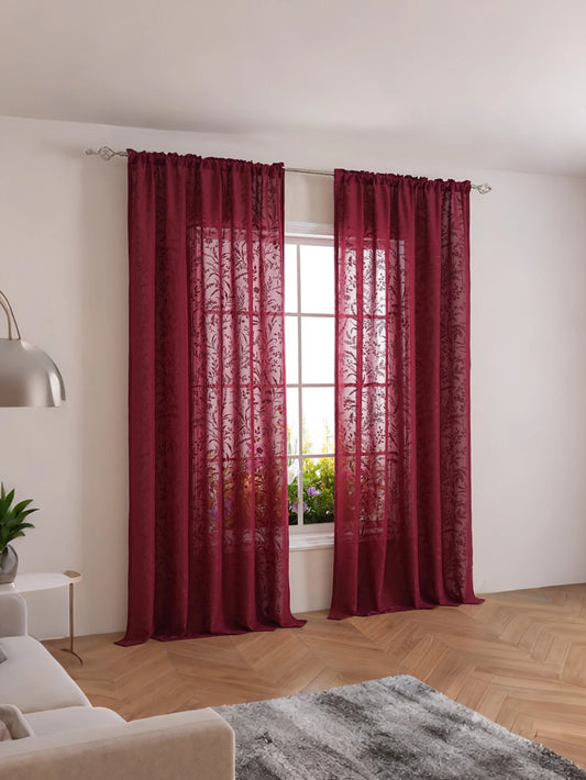 Rideau voilage intérieur anti-UV rouge
