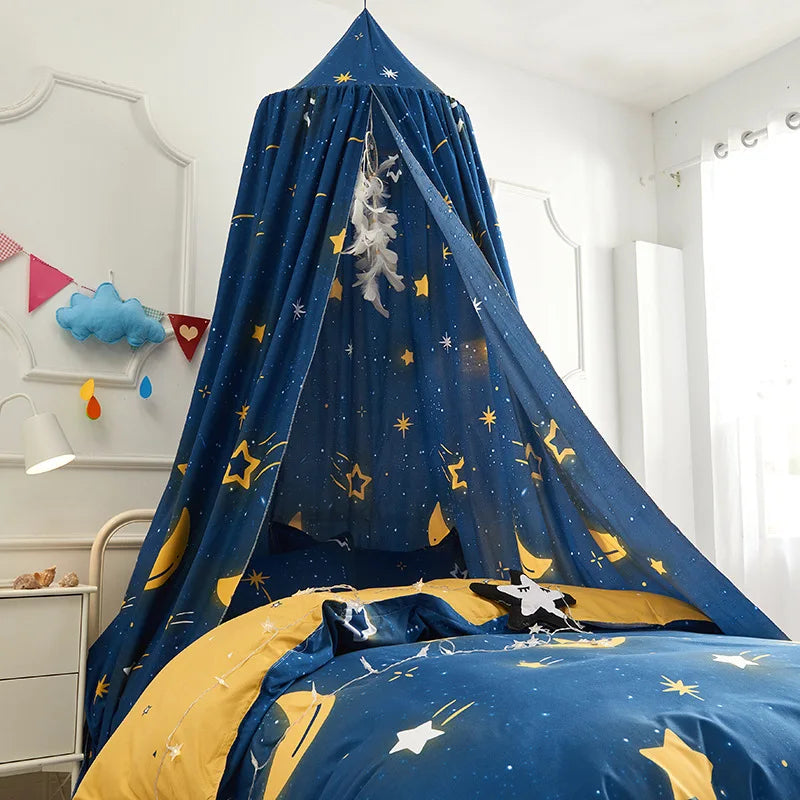 rideau de lit pour enfant bleu foncée