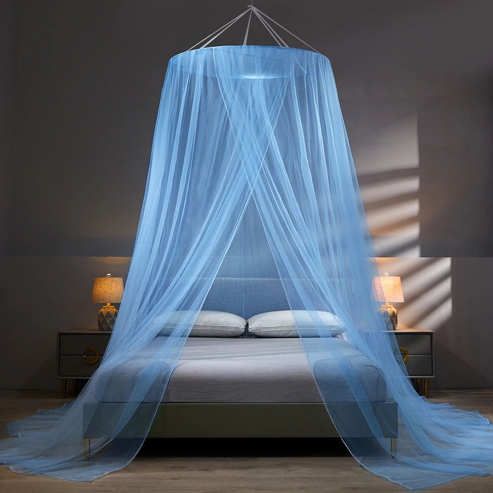 rideau de lit transparent  bleu