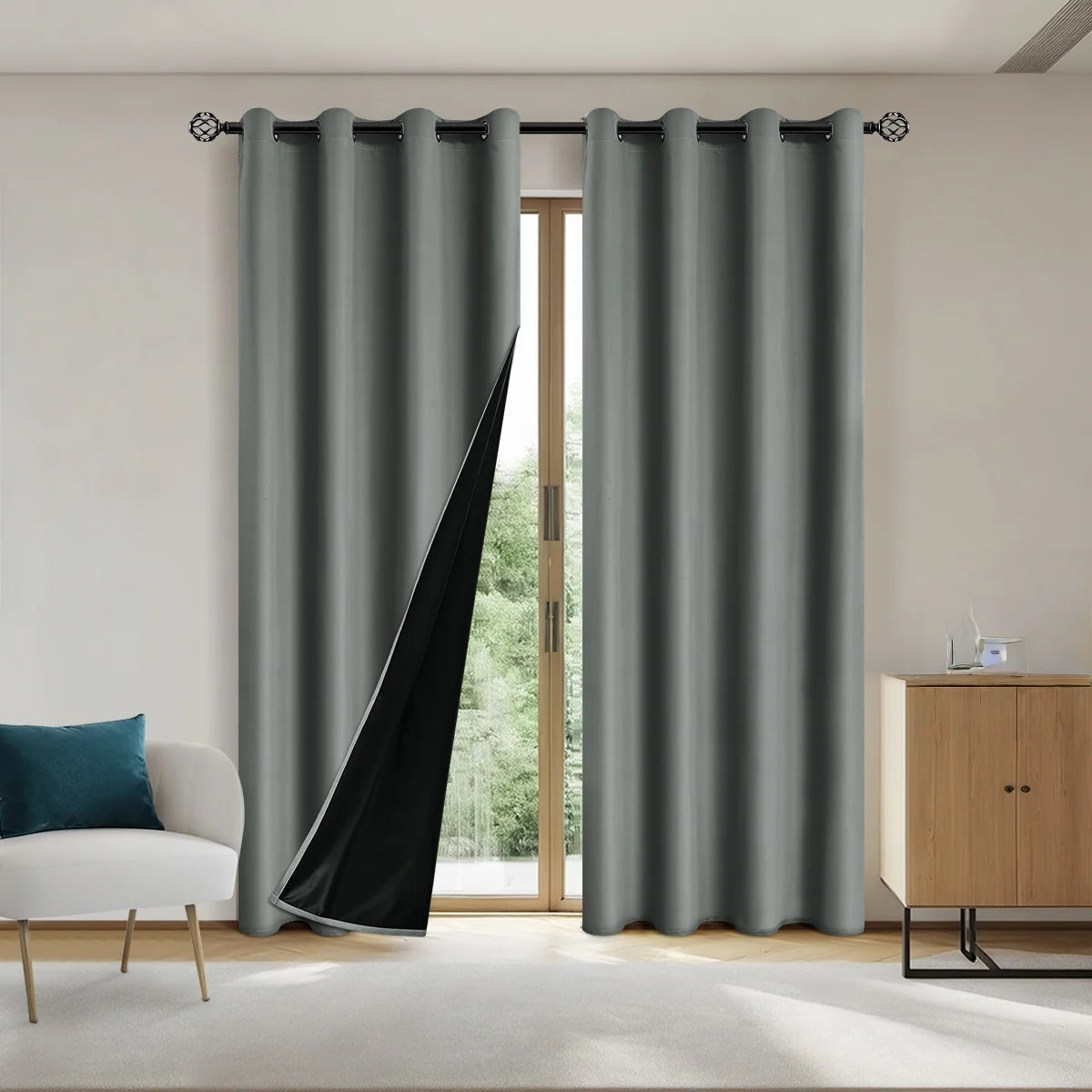 rideau occultant 200x250 gris foncé