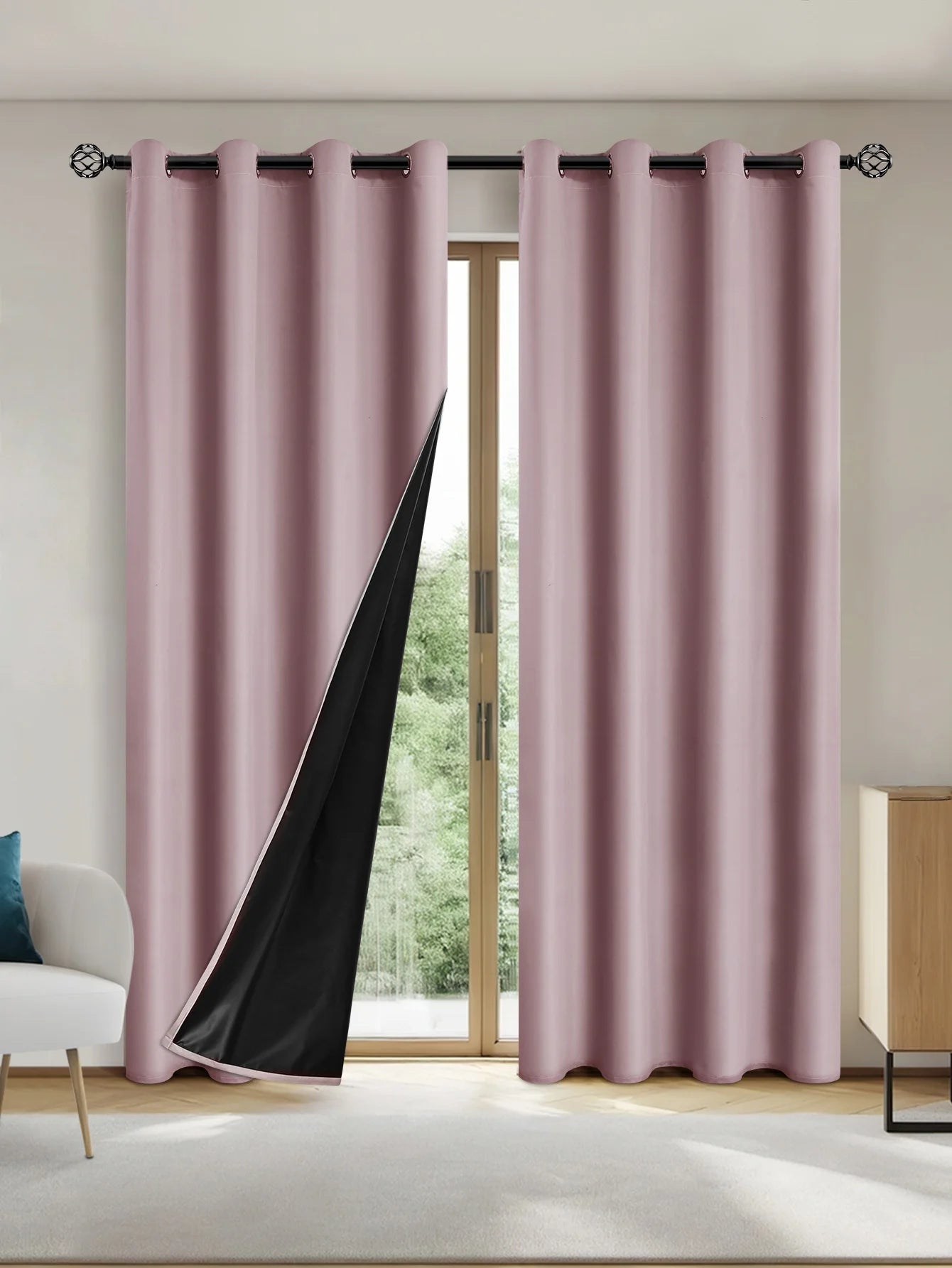 rideau occultant 200x250 rose