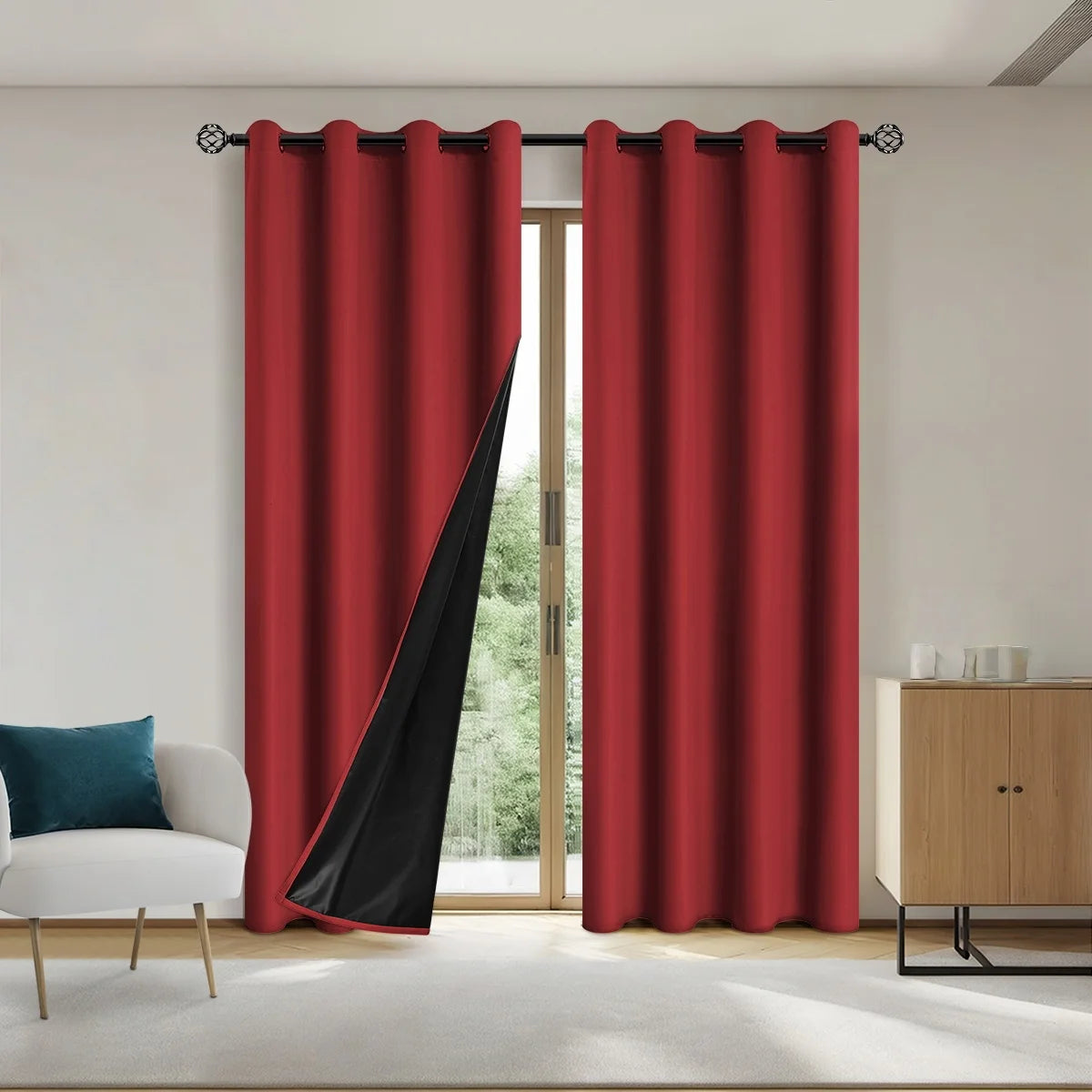 rideau occultant 200x250 rouge