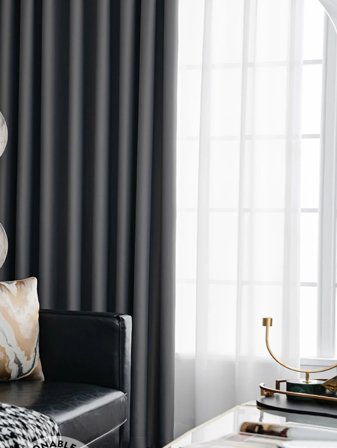 rideau occultant noir salon