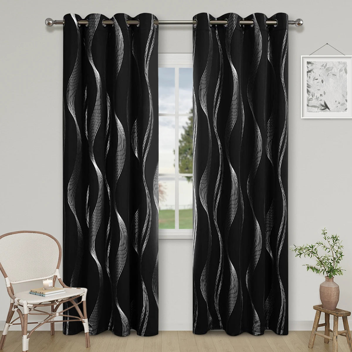 rideau occultant salon noir foncé