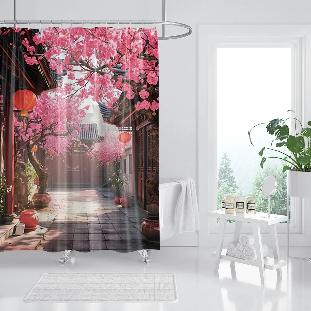 rideau sale de bain design japon