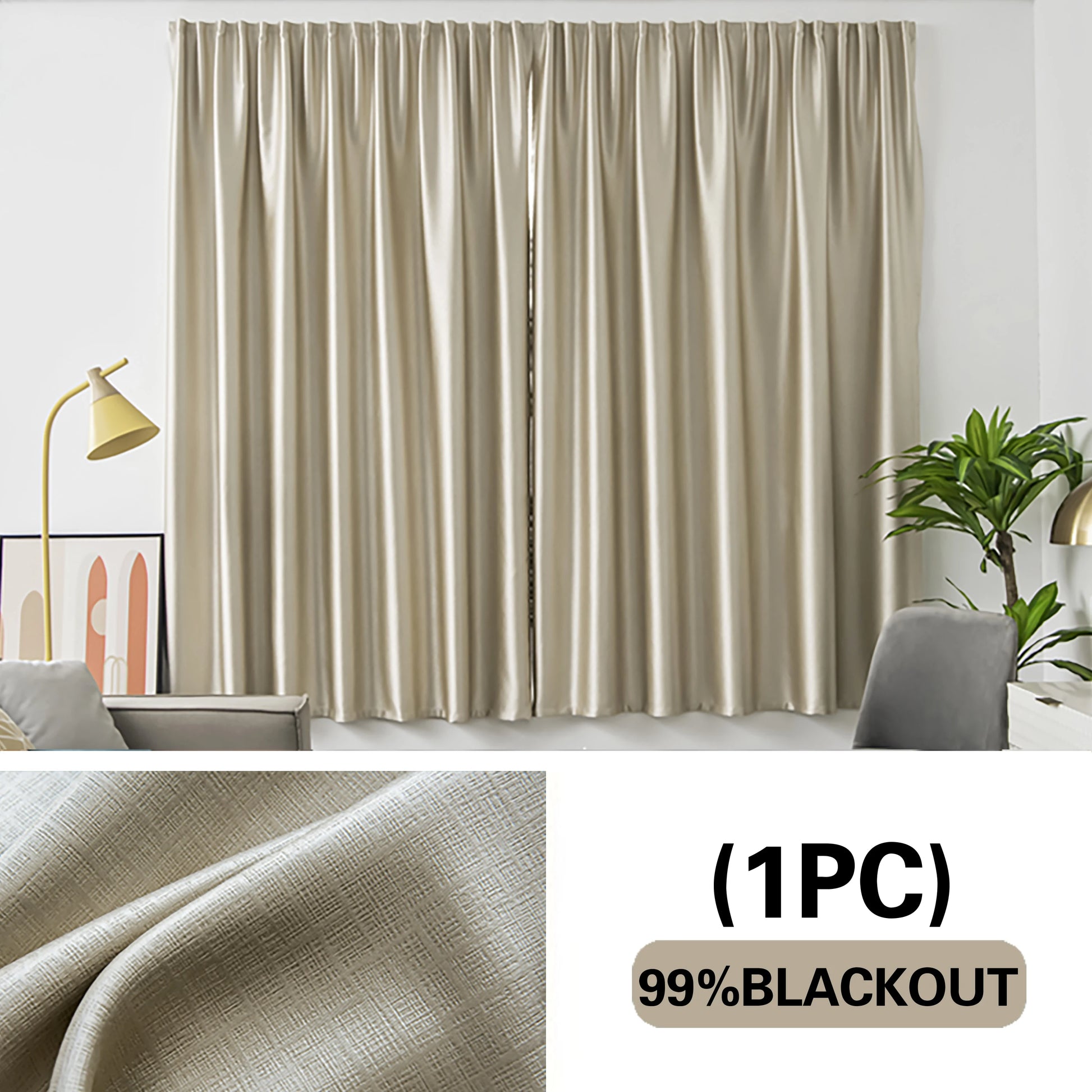 rideau sans trou beige