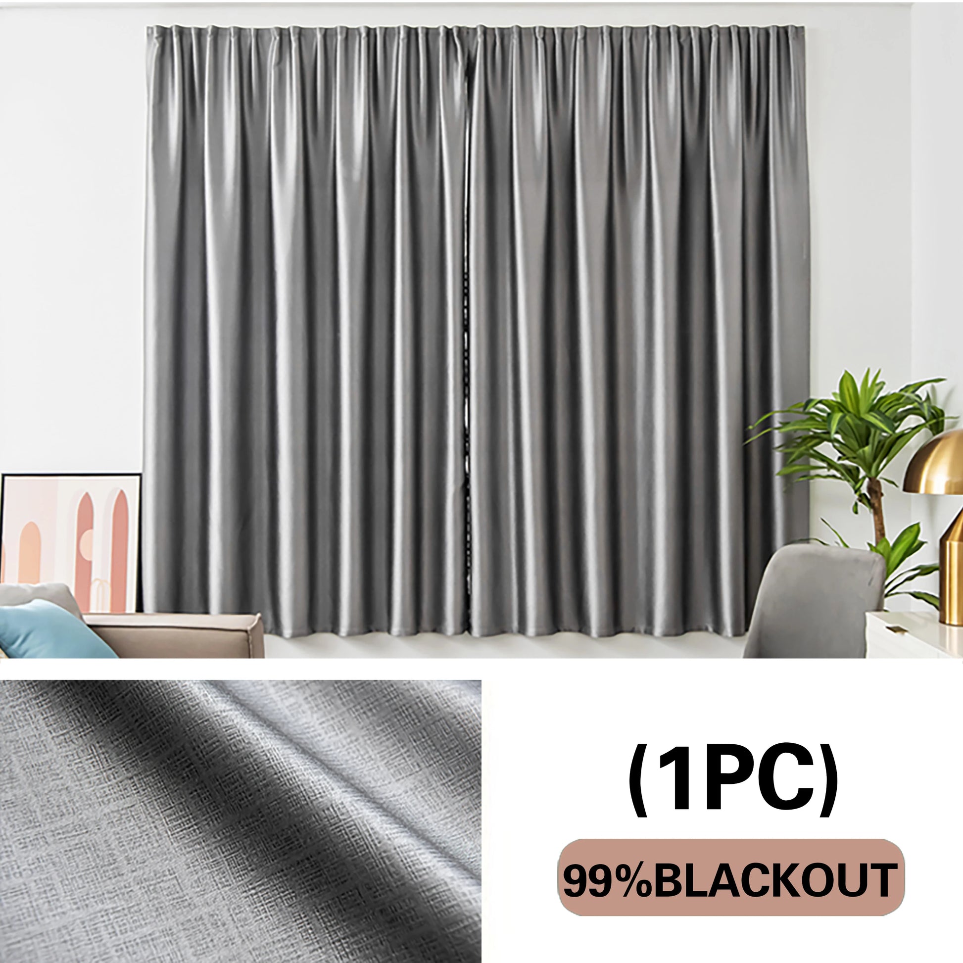 rideau sans trou gris