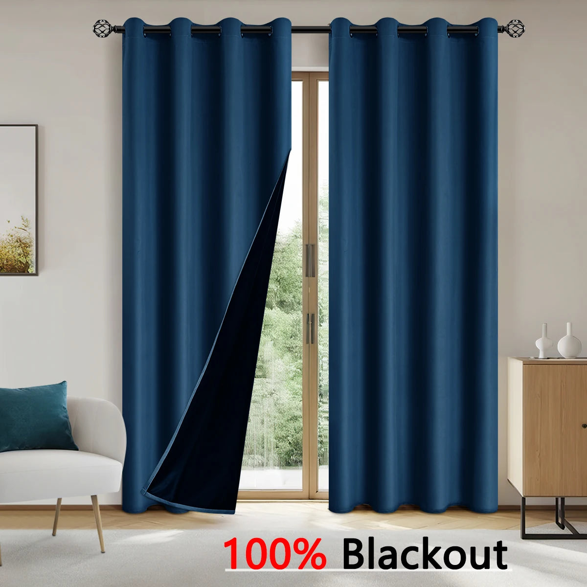 rideaux bleu marine