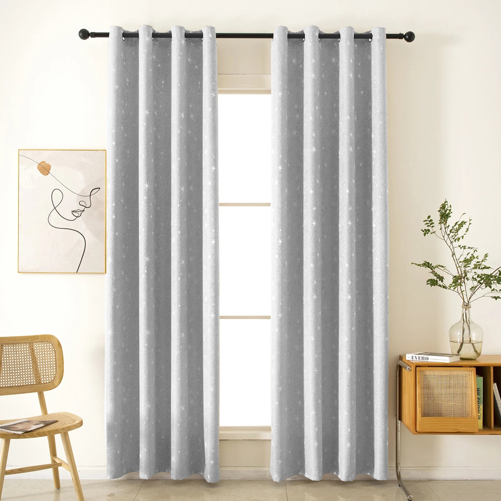 rideaux à œillets tissu gris
