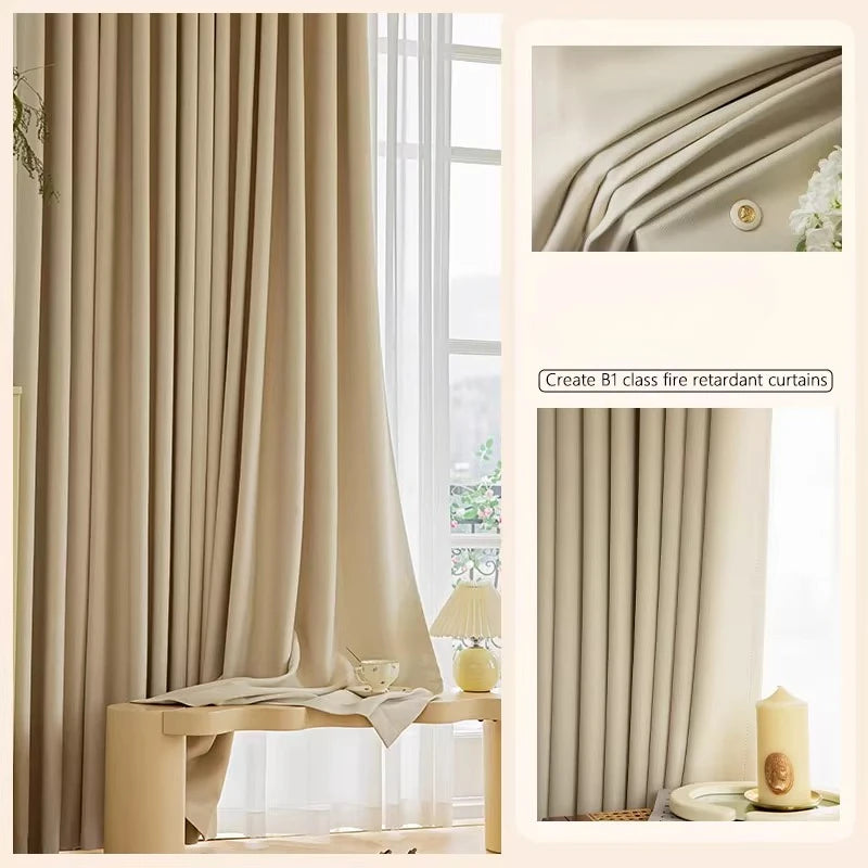 rideaux tissu ignifugé beige