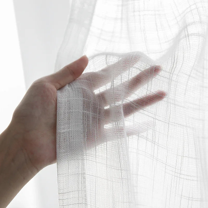 Rideaux transparents en tulle blanc,